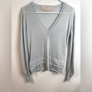 Marni Women’s 100% Cashmere V Neck Sweater Duck Egg Size 42 EUC (US 6)